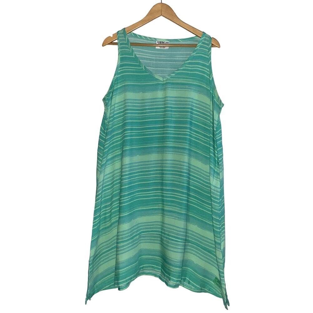 American Crown Swimsuit Cover Up Women One Size V-Neck Beach Dress Sleeveless *
